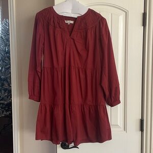 LOFT Burgundy Long Sleeve Dress